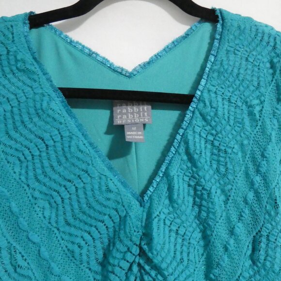 RABBIT RABBIT RABBIT DESIGNS | size 12 | Lined Short Sleeve Turquoise Dress - Picture 4 of 16